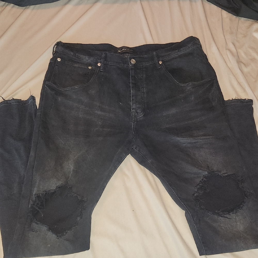 Purple Brand Men's Size 40 Distressed Black Jeans